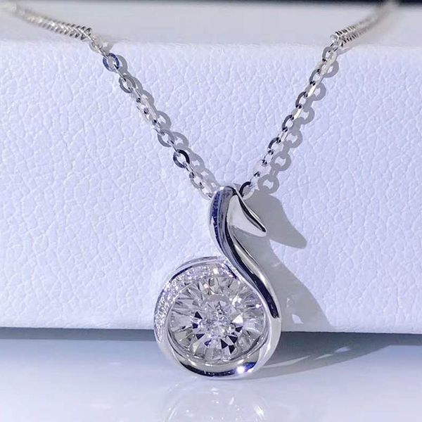

18k white gold real diamond women pendant necklaces music notation note wedding party engagement anniversary necklaces birthday, Silver