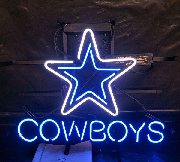 

cowboys neon sign light advertising bar entertainment club decoration art display real glass neon lamp metal frame 17'' 24'&#