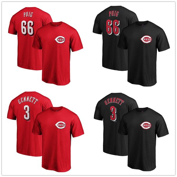 

cincinnati 5 johnny bench reds 19 joey votto 3 scooter gennett t-shirts baseball jersey mens graphic tees fans printed logos, Black