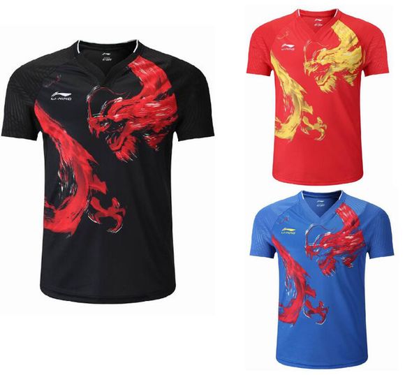 

Men women li ning table tenni t hirt national team competition wear cp player edition chine e dragon port hort badminton tenni hirt