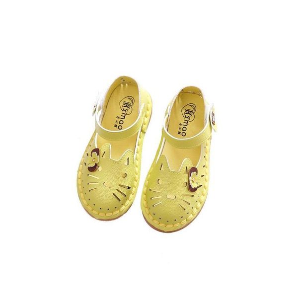 

девушки hollow сандалии лето студент pu кожа обувь 2020 cute cat дети принцессы обувь sweet baby малыша девушки сандал d05153, Black;red