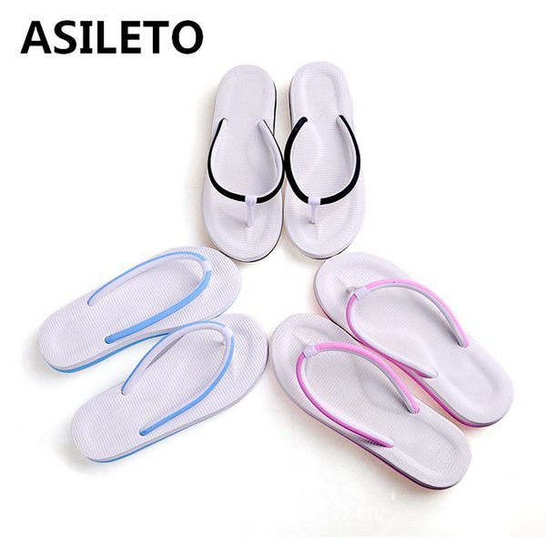 

asileto summer women flip flop beach slippers indoor home bathroom slides ladies slippers pantufas flat slipper casual shoes, Black