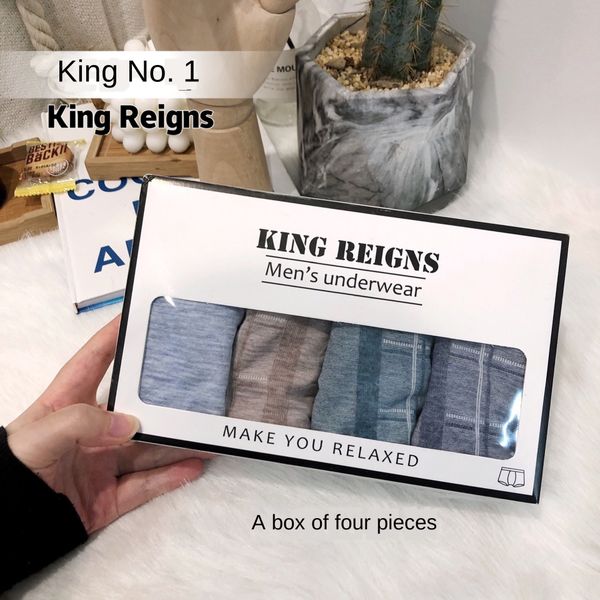 

king no. 1 men's color cotton boxer waist traceless men's boxer underwear head comfortable and underwear breathable, Black;white