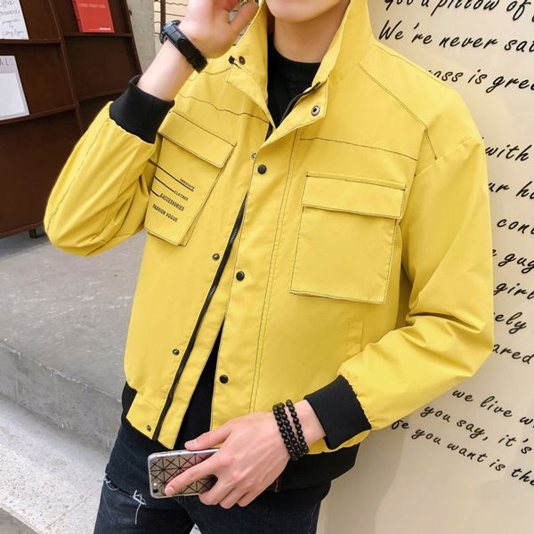 

2019 new harajuku jacket men turn-down collar autumn letter printed homme fashion jackes plus size m-xxxl male clothing cargos, Black;brown