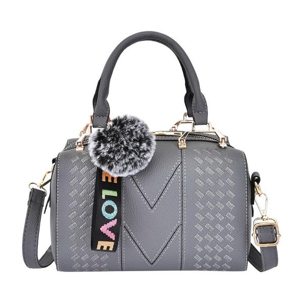

pu leather handbag for women girl lattic messenger bags with ball bolsa embroidered female shoulder bags ladies party bag