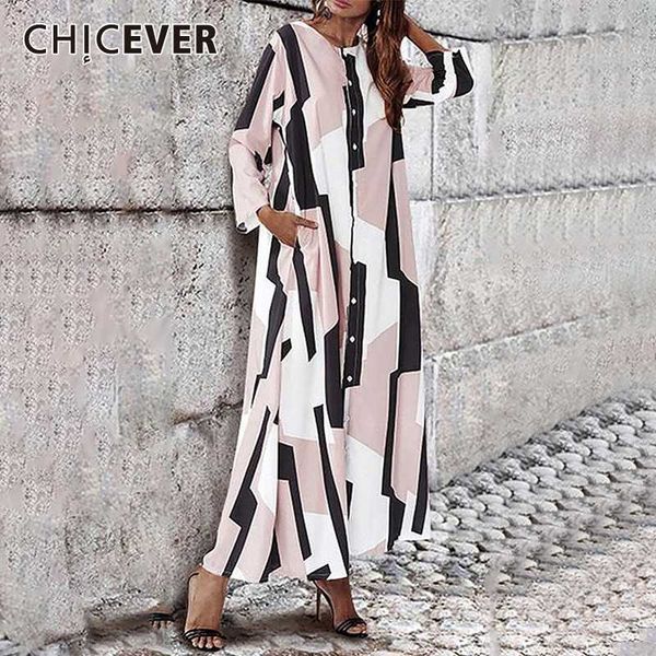 

chicever korean print hit color women's dress o neck half sleeve plus size loose midi dresses female 2020 fashion clothes new, Black;gray