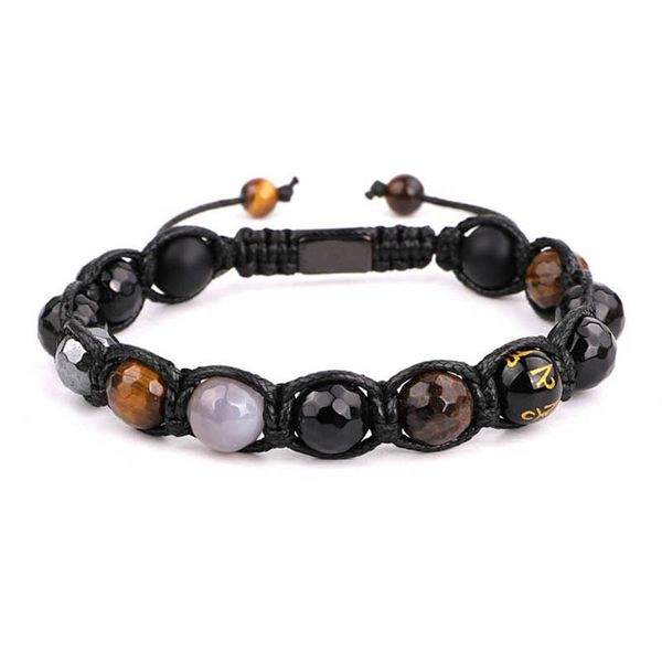 

unique design mix natural stone buddhism style beaded woven macrame bracelet men jewelry, Black