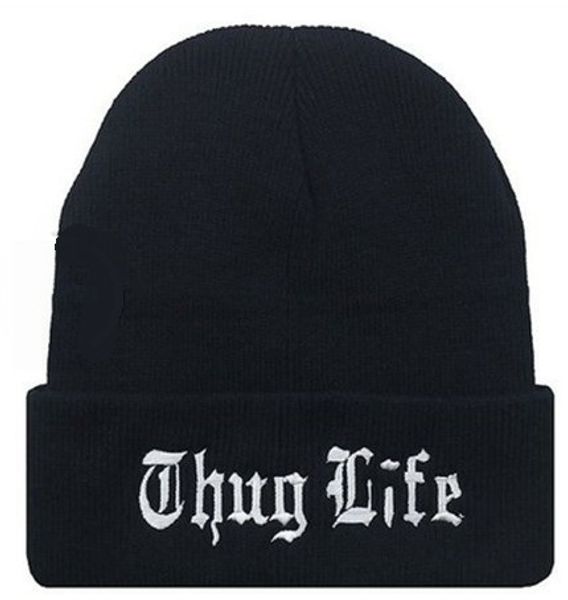 

thug life embroidered female winter designer womens high skullcaps hat male mens autumn street hats beanie juvdg, White;black