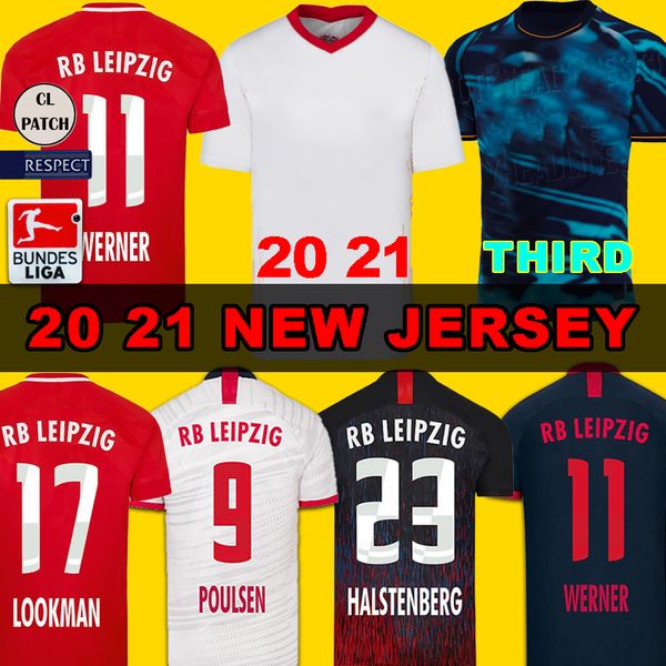 

20 21 rbl home white werner soccer jersey forsberg 2020 rbl olmo football shirt nkunku sabitzer soccer shirts schick sets, Black;yellow