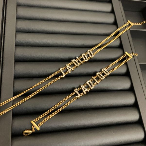 

d letter bracelet female choker double-layer chain personalized light luxury temperament clavicle necklace bracelet south american, Silver