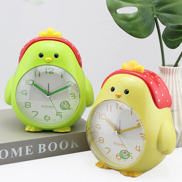 

cartoon chicken shape mute movement alarm clock digital snooze table clock wake up with night light for student kids bedroom