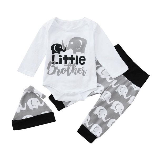 

baby boy clothes 2020 осень baby girl clothing sets новорожденный мультфильм печатных футболка с длинными рукавами+брюки+шапка дети 3 шт. ко, White