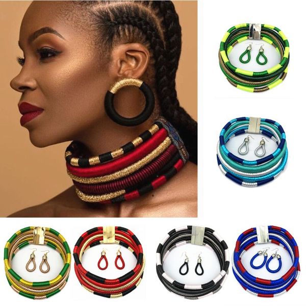 

multi layer bollywood necklace earrings bridal wedding african jewelry set women, Silver