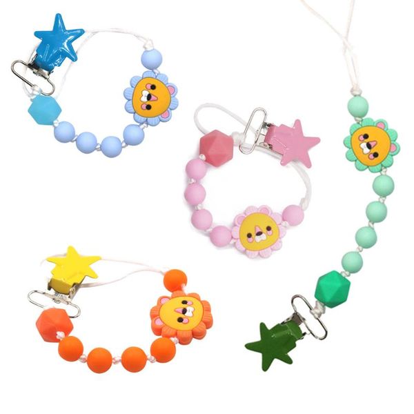 

cute lion silicone beads pacifier chain dummy holder for infant baby shower gift