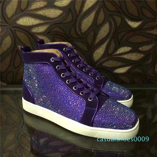 

designer shoes spike red bottom sneakers leather shoes rhinestone casual shoes suede luxury men women with box dust bag c09, Black