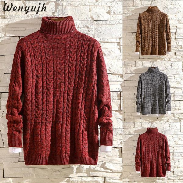 

wenyujh 2019 new men's slim long sleeve pullovers knitted sweater turtleneck men pull homme new casual autumn winter jumper top, White;black