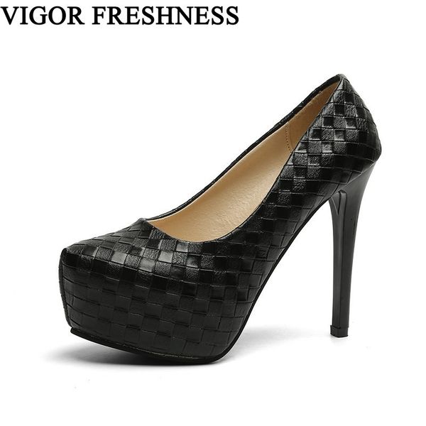 

vigor freshness pumps women shoes high heels spring pumps platform women's shoes autumn lady party dress wy294, Black