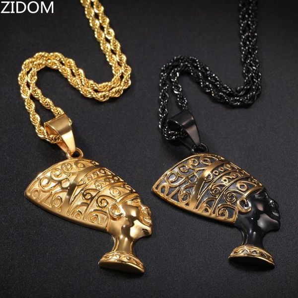 

men hip hop egypt queen nefertiti pendant necklaces stainless steel never fade male vintage hiphop necklace fashion jewelry gift, Silver