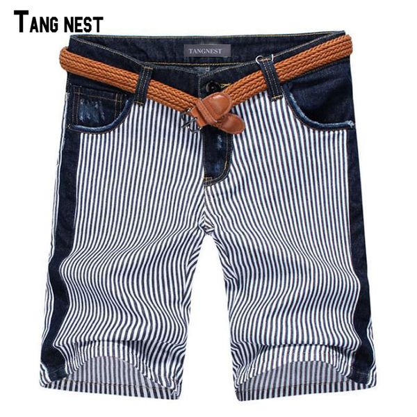 

tanenst men short jeans 2017 new fashion male striped jeans shorts slim fit mid waist denim shorts 3colors mkd1307, Blue