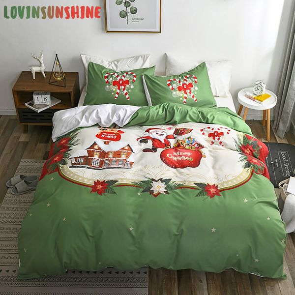

lovinsunshine  size comforter sets kids duvet cover christmas santa claus printing bedding set ab#201