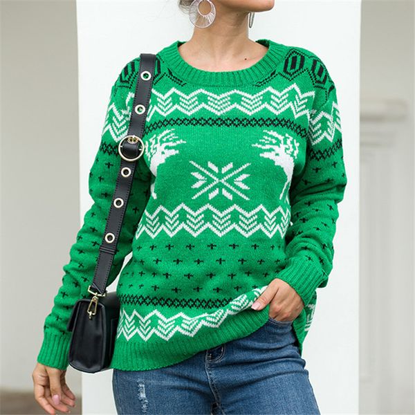 

christmas sweater for women 2019 fall winter knit sweaters deer snow xmas print clothe ugly pullovers sweater men lady red black, White;black