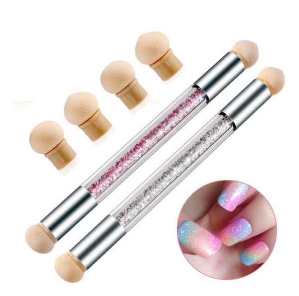

1sets glitter picking dotting gradient pen brush + 6 sponge nail art tools double-ended acrylic uv gel painting pen