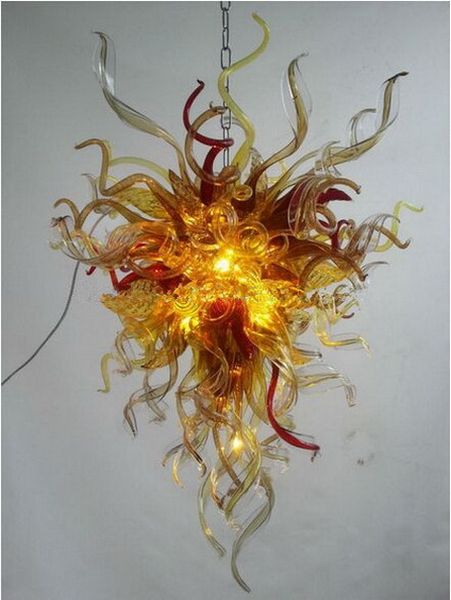 

modern multi color hand blown glass hanging led chandelier light chihuly style colored crystal and small chain lamps