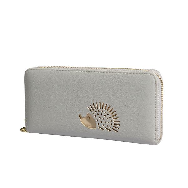 

2019 discount only today leather wallet for women pink long fashion hollow hedgehog creative female clutch bag coin card purse, Red;black
