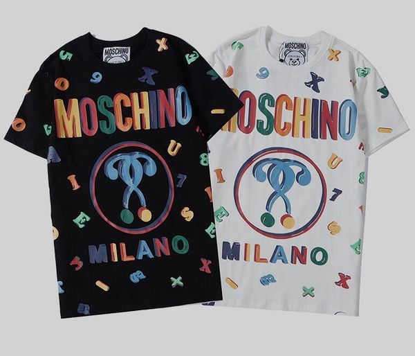 

Мужские футболки женщин XXM Moschino Летняя мода 2020 Одежда Повседневная Streetwear Футболка хлопок шею с коротким рукавом тройник