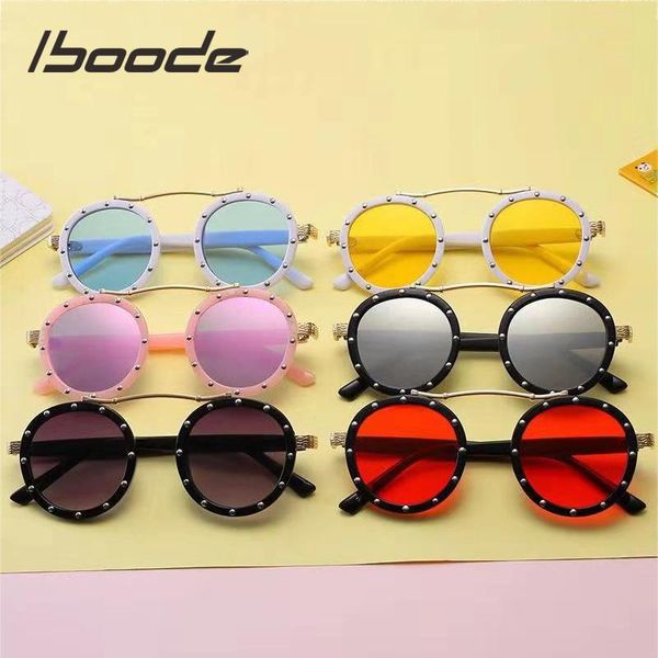 

iboode kids sunglasses fashion baby girls sun glasses uv400 round lens eyewear black pink children sunglasses oculos gwcll, Blue