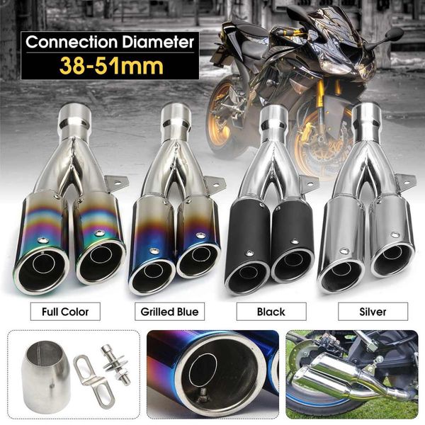 

for 38-51mm universal motorcycle exhaust muffler pipe stainless steel gp scooter motorbike pipe double twin tip steel