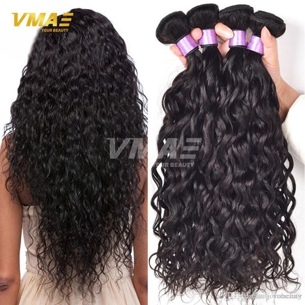 

selling water wave brazilian human hair weaves 100% unprocessed human hair extensions 3 bundles human weaves vmae hair hairpieces opp, Black