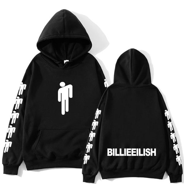 

nieuwe billie eilish hoodie mannen zwarte katoenen hoodie paar billie eilish sweatshirt eenvoudige warm houden vrouwen/manne, Black