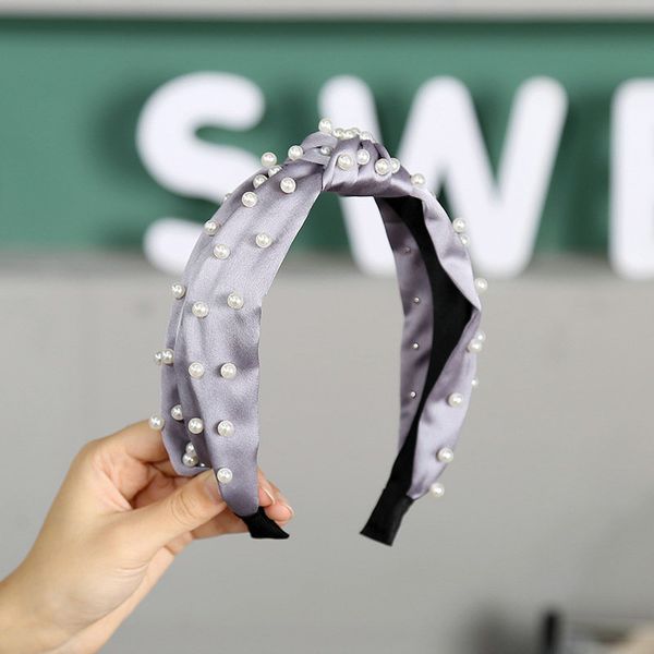 

pearl knotted silk headband 41.5g red black hair band hair wear new hair style 2019 vtuqd, Black;brown