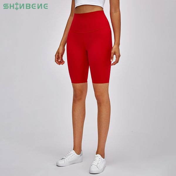 

shinbene hidden belly fat super high rise yoga workout biker shorts women naked-feel stretchy gym fitness sport long shorts, White;red