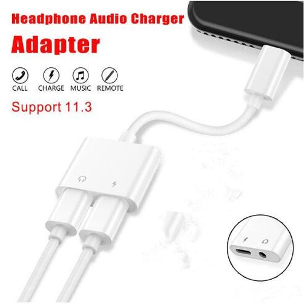 

2 in 1 adapter charger 3 5mm aux jack headphone earphone audio connector cable charging mu ic for io 11 3 iphone 8 x x max xr