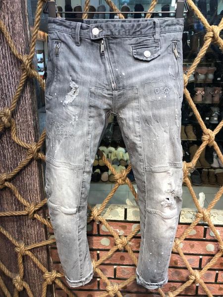 

european style brand men italy jeans pants men slim biker denim jeans straight trousers hole grey pants for 219, Blue
