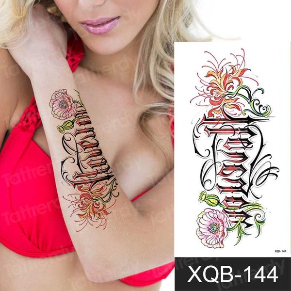 

temporary tattoo sticker rose unique flower tattoos words waterproof fashion tattoo sleeve women girls decal watercolor