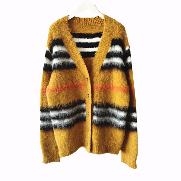 

женские свитера кардигана весна 2020 новая мода trend contrast полосатый v-образным вырезом вязать кардиган куртки один размер толстые разде, White;black