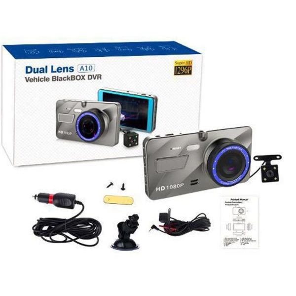 

высокой четкости вождения рекордер 4,0 дюйма спереди и сзади двойной записи металлический корпус автоматически необходимые аксессуары автомо