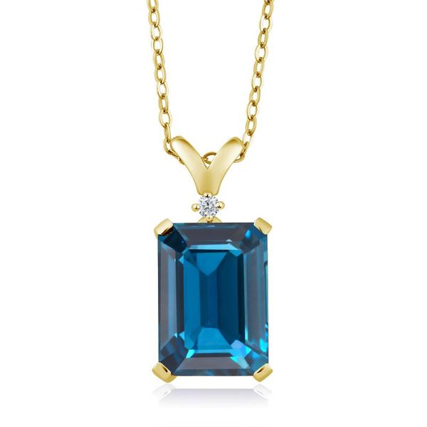 

london blue z and white diamond 18k yellow gold plated silver pendant necklace 8.52 cttw with 18 inch chain