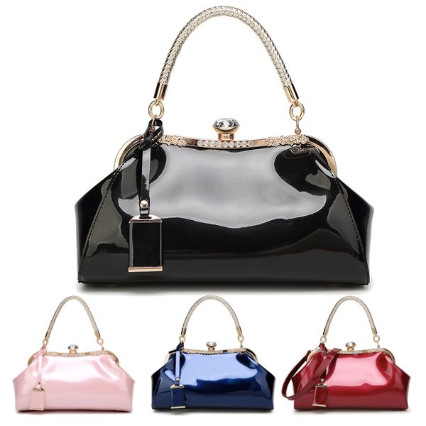 

women elegant nobility style bright patent leather handbag tote shoulder bags bride bag girls christmas birthday gift