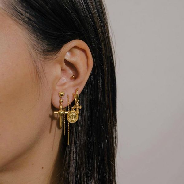 

new earrings fashion jewelry gold geometric cross tassel heart earrings for women pendant stud earrings set wholesale, Silver