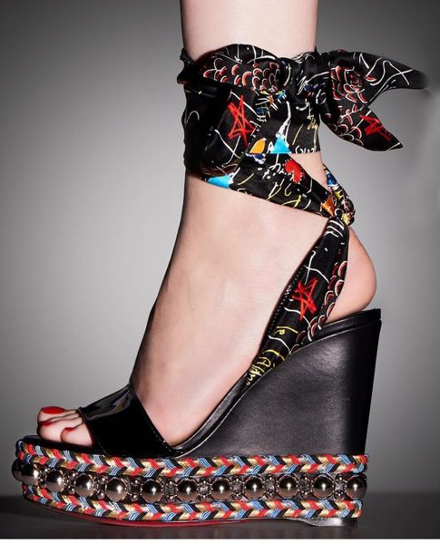 

элегантные дамы с красной подошвой levantinana клин женщины сандалии плетеный высокие каблуки sexy гладиатор сандал лодыжки ремень венчания, Black