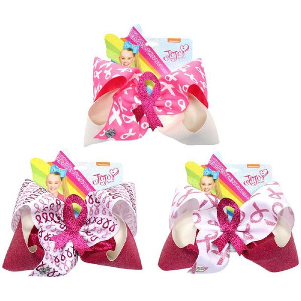 

7inch jojo bows for girls sweet siwa breast cancel awarenes hair bows for kids with clips bowknot hair accessories, Black;brown