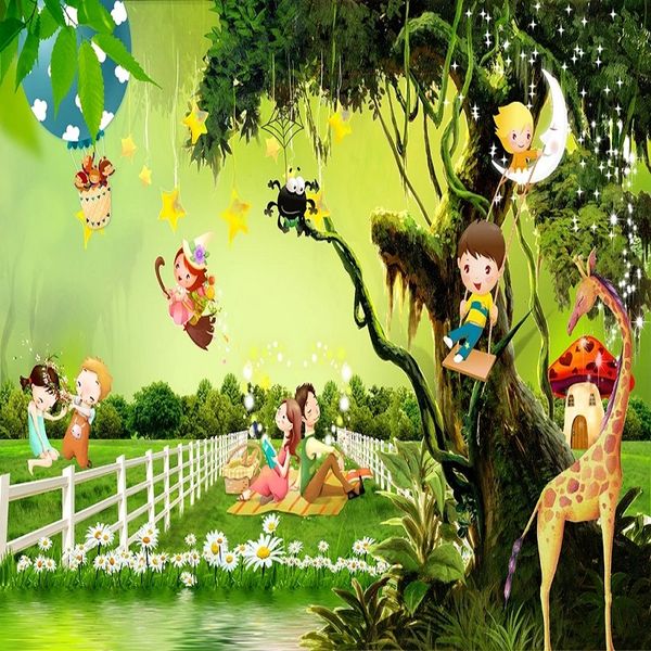 

custom large mural 3d wallpaper cartoon fantasy fairytale big tree lucky child bedroom mural tv back wall decor deep 5d embossed