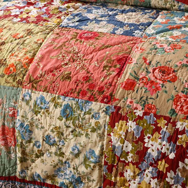 

foreign trade quilting quilt european and american pastoral small floral thickened king size thin bed sheet three-piece bedspread three-piec