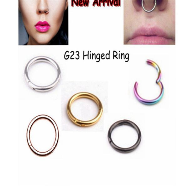

1pc steel tiny nostril segment septo nose rings captive ear nose hoop piercings clip on helix rings body jewelry 4 color30jul16, Golden;silver