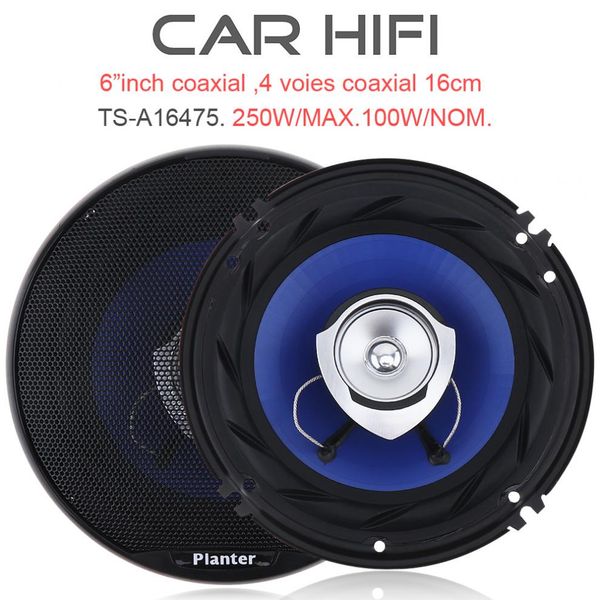 

ts-a1647s 2pcs 6.5 inch 250w 12v car hifi coaxial speaker vehicle door auto audio music stereo full range frequency loudspeaker