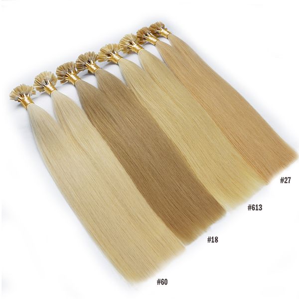 Fusion High Qulity pré estendão extensão de cabelo u ponta de cabelo Índia brasileira chinês europeu 12-24inch 50g 70g 100g fábrica outlet atacado